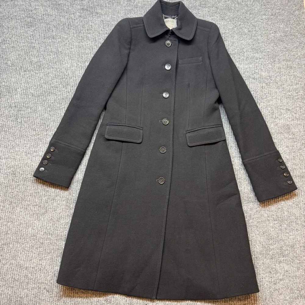 J.Crew Lady Day Double Cloth Coat 4 Tall Black Italian Wool Thinsulate Insulated
